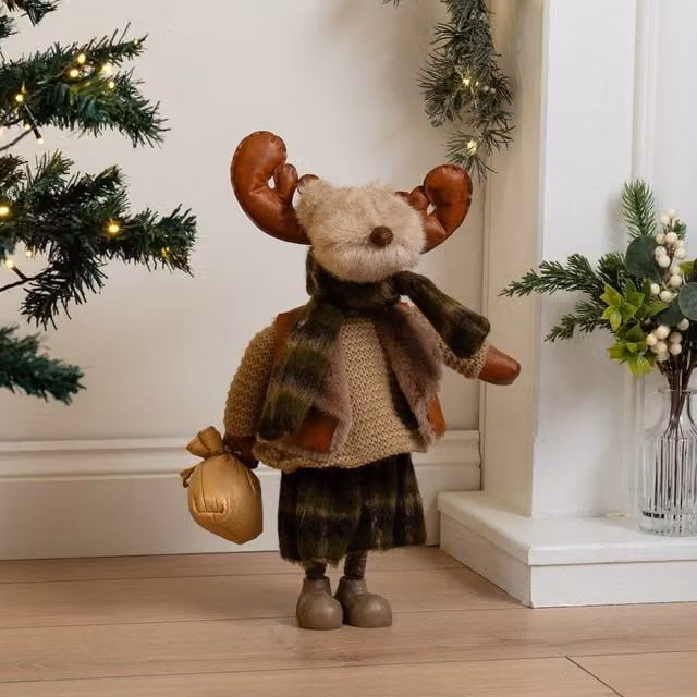 Scottish Everlastings Ltd Brown Plush Reindeer Tabletop Decoration, Height: 46 cm