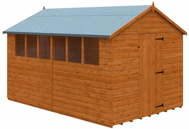 Buttercup Farm Super Apex 12mm Wooden Garden Shed in Burnt Orange – 1