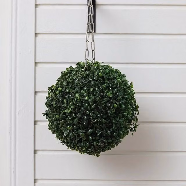 KORVIXA Green Faux Boxwood Hanging Balls for Garden and Patio, Diameter: 28 cm – 1