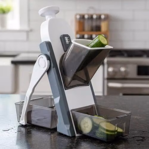 Alivio Multifunctional Spring Slicer in Grey with Stainless Steel Blades and 4 Cutting Modes – 1