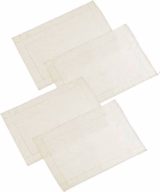 Gr8 Home Set of 4 Plain Cream Polyester Rectangular Placemats