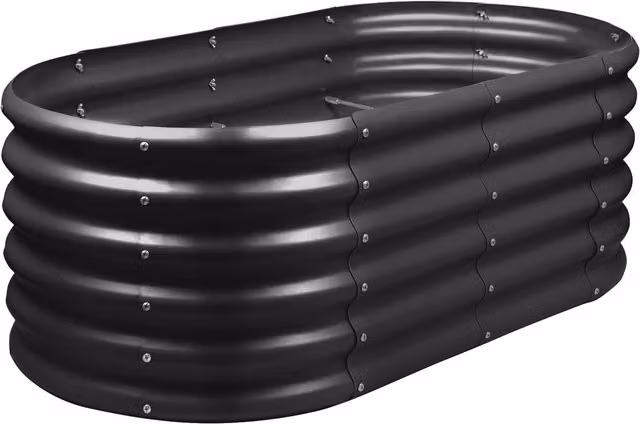 Harbour Housewares Rounded Bottomless Raised Garden Bed in Anthracite Galvanised Steel, W/D/H: 120 x 60 x 45 cm – 4