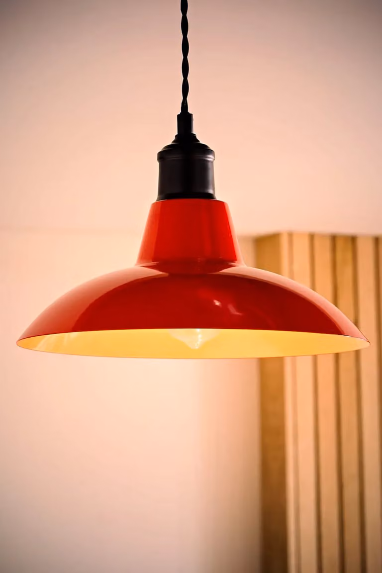 ValueLights Civic Red Modern Dome Ceiling Pendant Shade in Metal and Glass