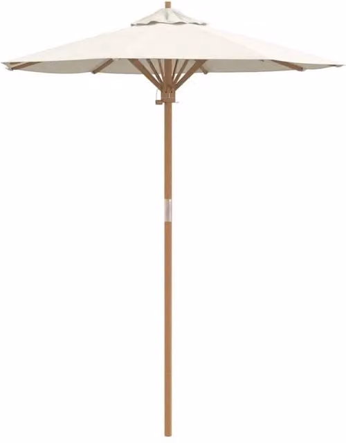 Berkfield Home Cream White Garden Umbrella with Bamboo Frame, W/D/H: 180 x 180 x 230 cm – 1