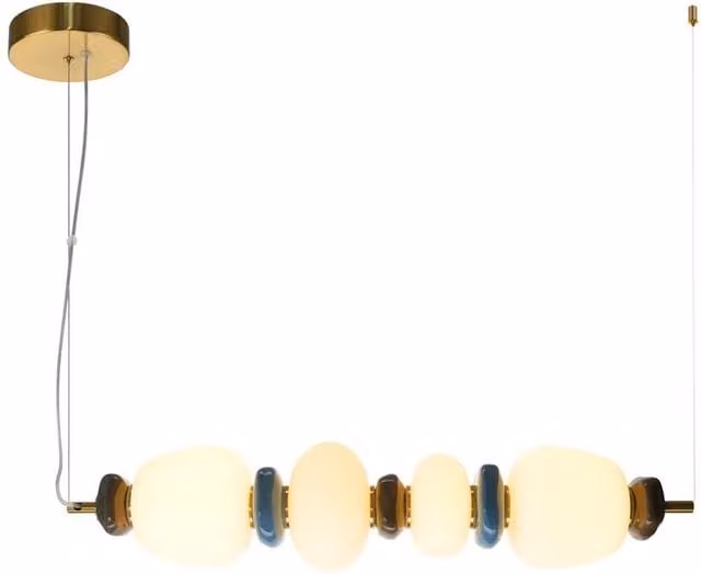 Netlighting Evans II Bar Pendant Ceiling Light in Gold/Brass and White with Warm White LED