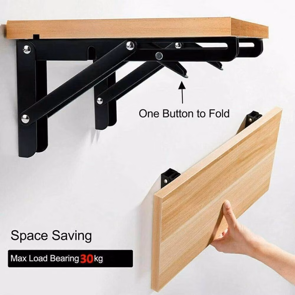 KORVIXA 6x Folding Table Extension Brackets for Campervan Walls, Black, W: 1000 cm, D: 52 cm – 5