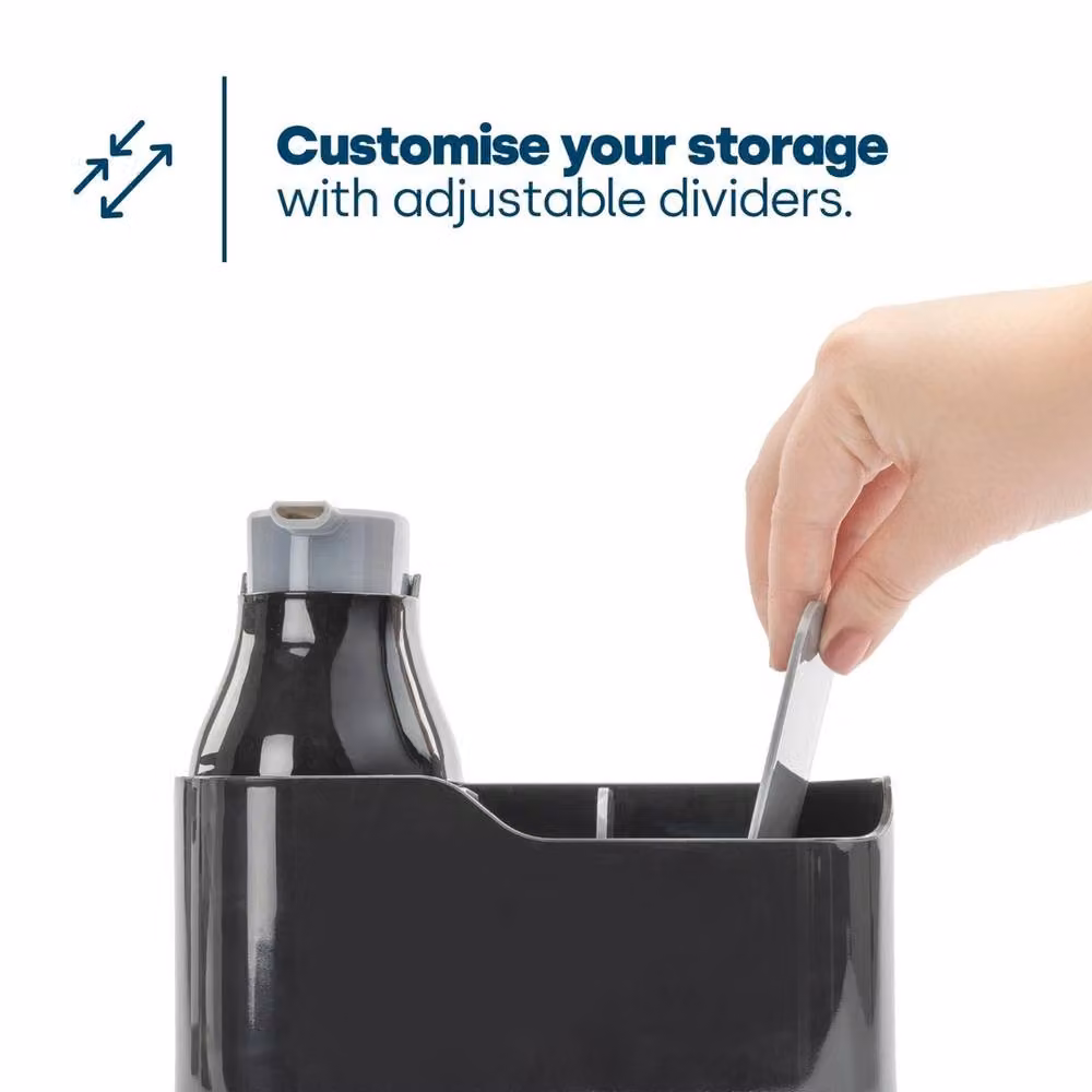 NESTLUNE Black Plastic Sink Caddy with Foam Soap Dispenser and Drainage System – 5