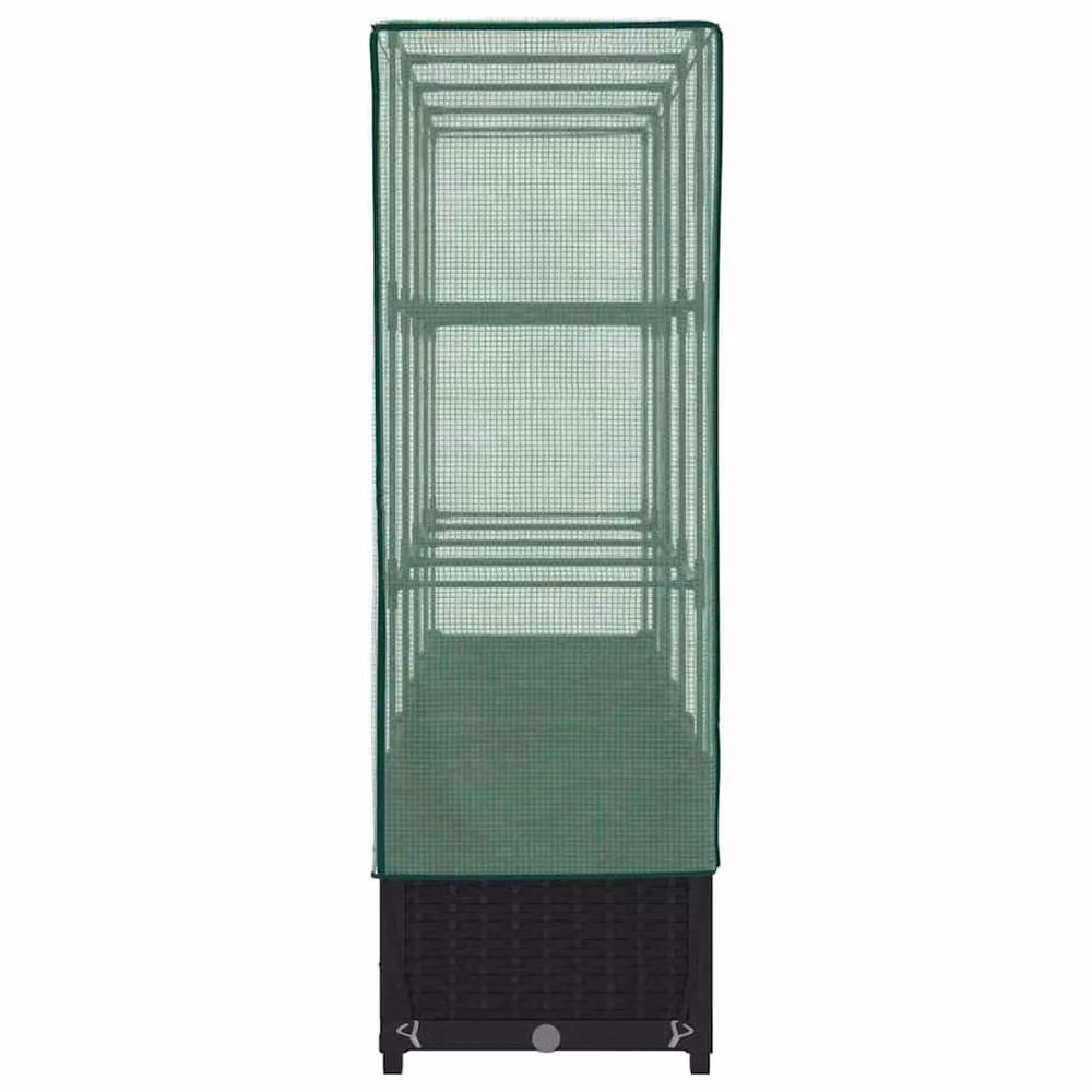 Berkfield Home Raised Bed with Greenhouse Cover in Black Rattan Look, W/D/H: 160 x 40 x 138 cm – 2
