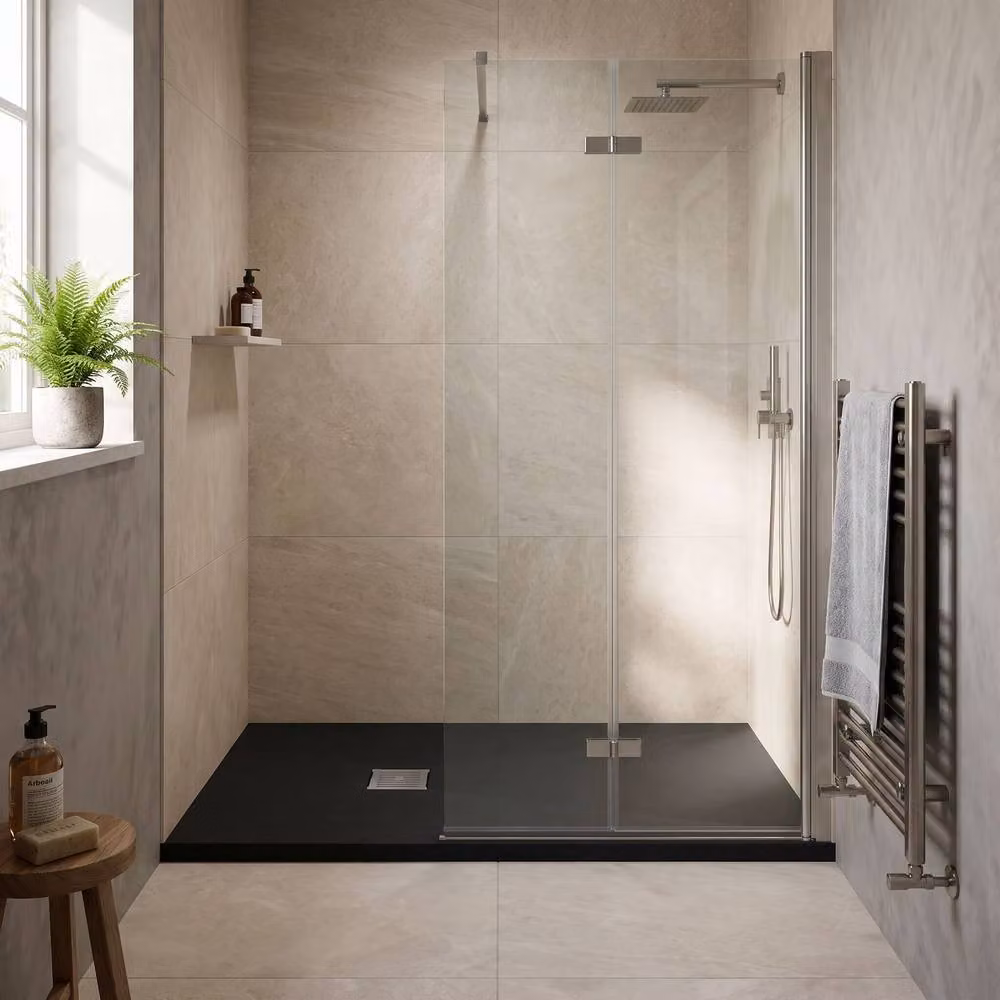Balterley Slimline Rectangular Acrylic Shower Tray, Slate Black, W: 140 cm x D: 80 cm – 4