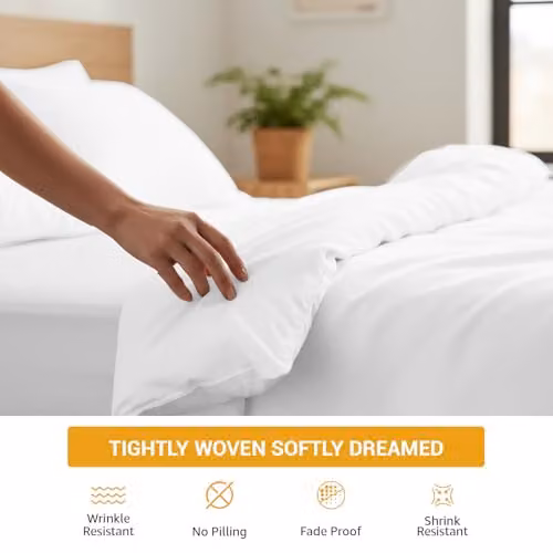 Pamposh 400 Thread Count White Cotton Sateen Double Duvet Cover Set W/D/H: 200 x 200 x 140 cm – 2