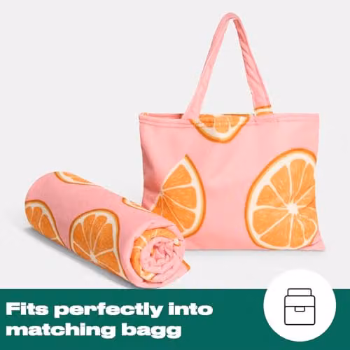 OHS Pink and Orange Print Microfibre Sun Lounger Beach Towel for Adults, W: 75 cm, L: 215 cm – 4