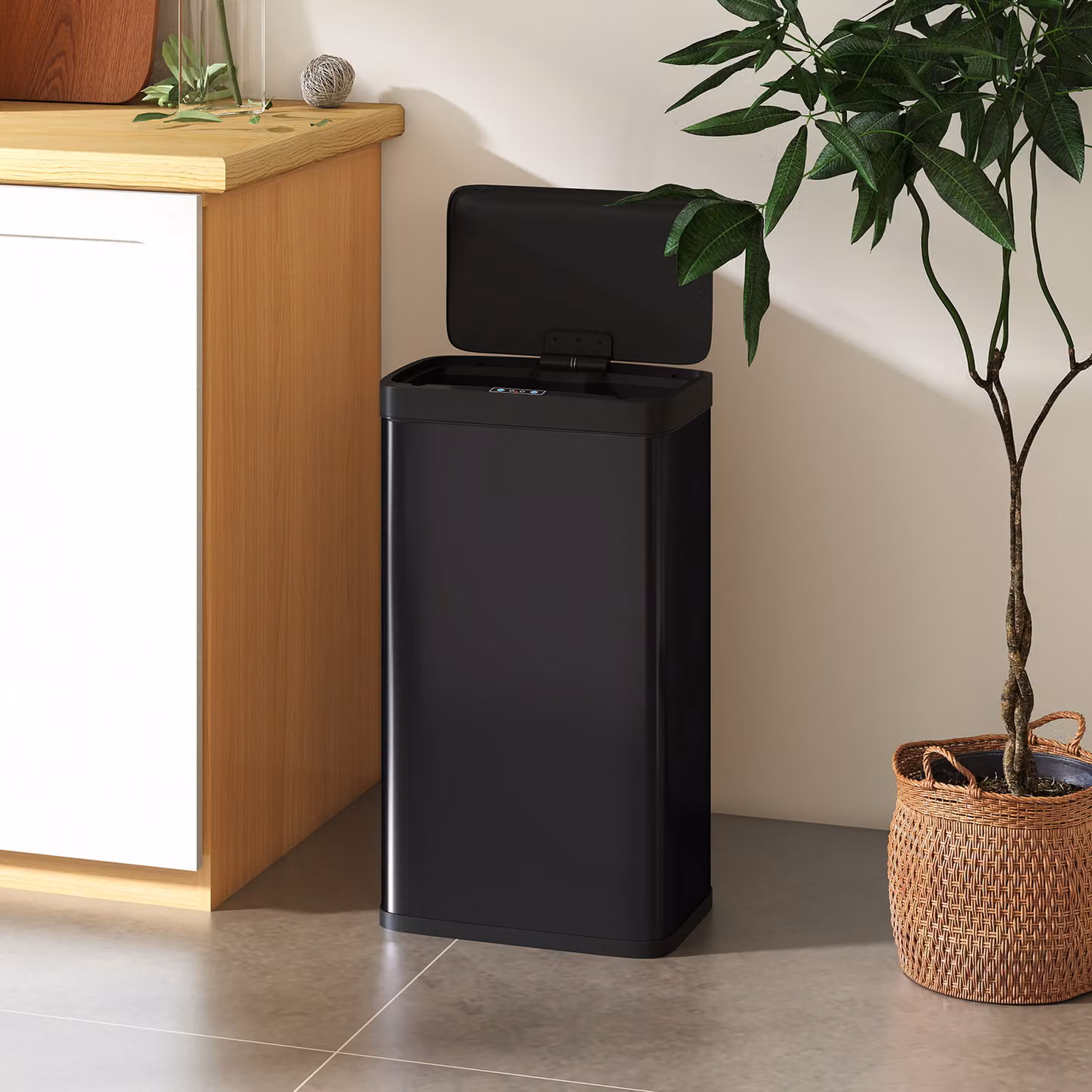 HOMCOM 45L Sensor Kitchen Bin in Black with Soft-Close Lid and Removable Inner Bucket – 6