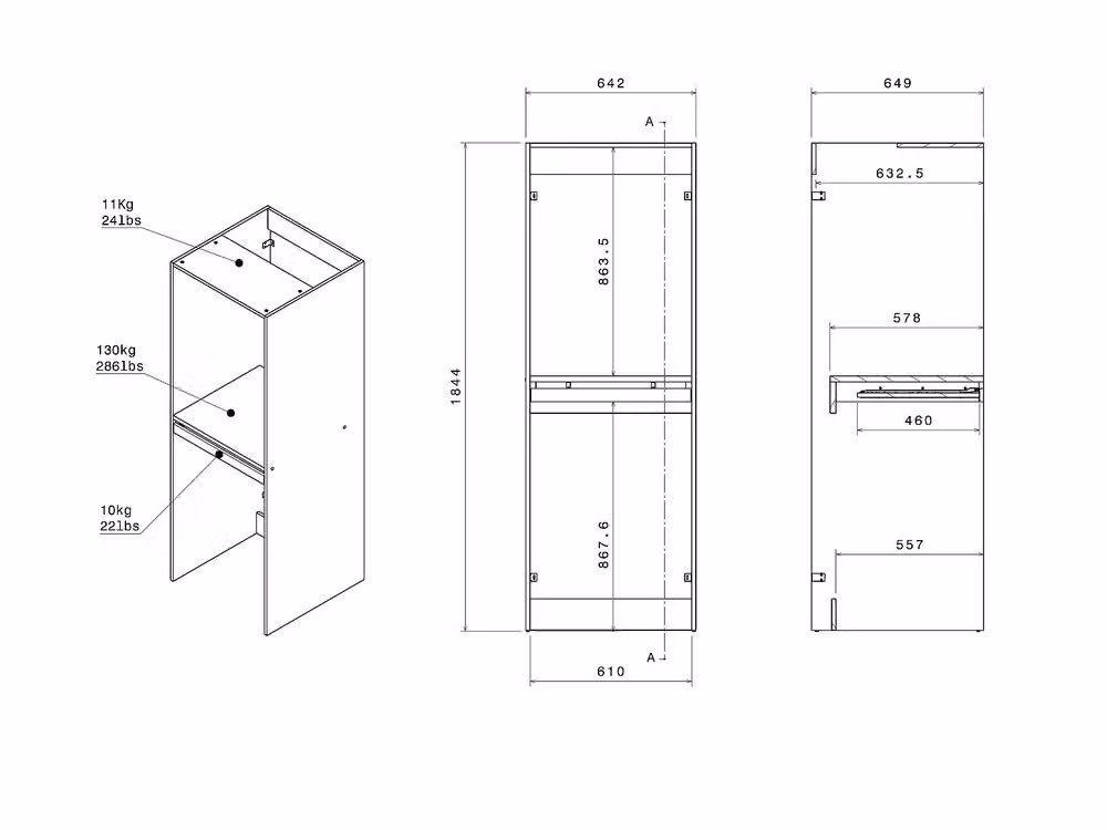 Vente-unique Freestanding Laundry Cabinet with Cupboards and Storage in Light Oak, H: 184.4 cm, W: 64.9 cm, D: 64.2 cm – 2