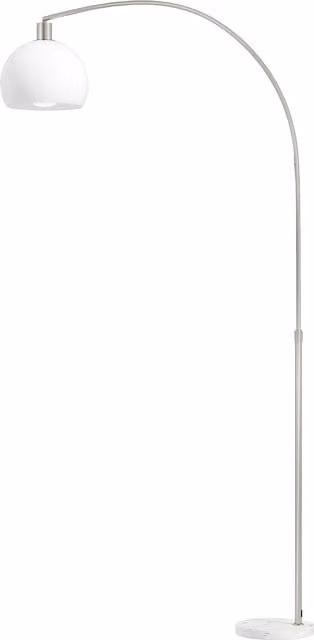HOMCOM Modern White and Silver LED Floor Lamp with Foot Switch for Living Room, Bedroom or Home Office, H 180 cm