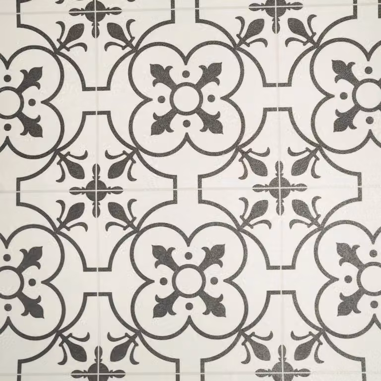Envy Grey Designer Effect Textile Backed Vinyl Flooring Sheet in Cream, W 400 cm x D 400 cm