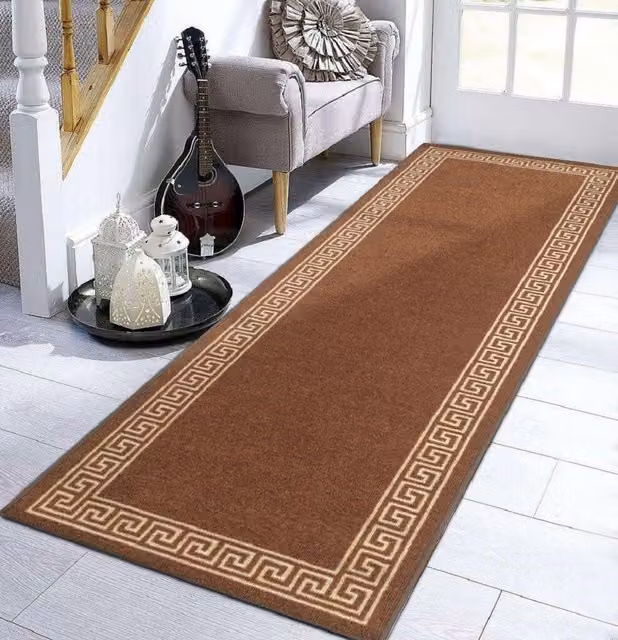 Smart Living Greekey Heavy Duty Non Slip Machine Washable Hallway and Kitchen Door Mat, Beige, W: 40 cm, D: 60 cm – 1