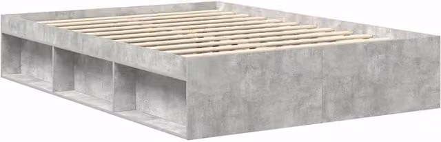 Berkfield Home Modern Bed Frame in Grey with Side Compartments, W/D/H: 140 x 190 cm
