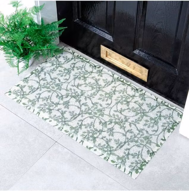 Artsy Mats Vines William Morris Pattern Indoor Outdoor Doormat in Green, W: 70 cm, D: 40 cm
