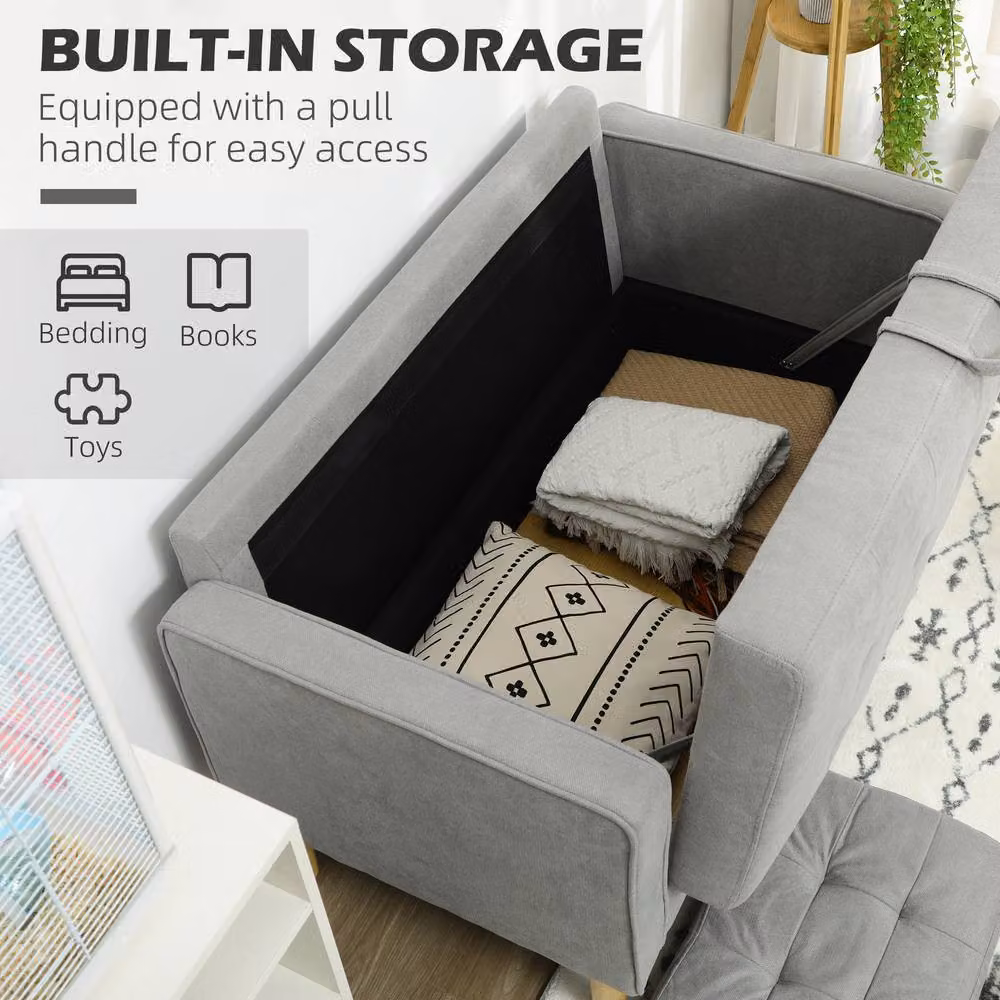 STILVORA 2 Seater Upholstered Fabric Sofa in Grey with Storage and Scatter Cushions – 2