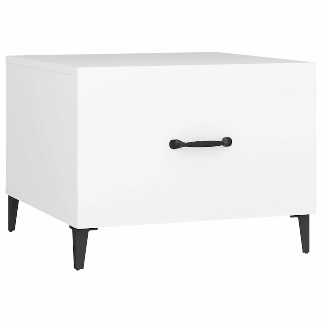 Berkfield Home White Coffee Table with Metal Legs W/D/H: 50 x 50 x 40 cm – 2