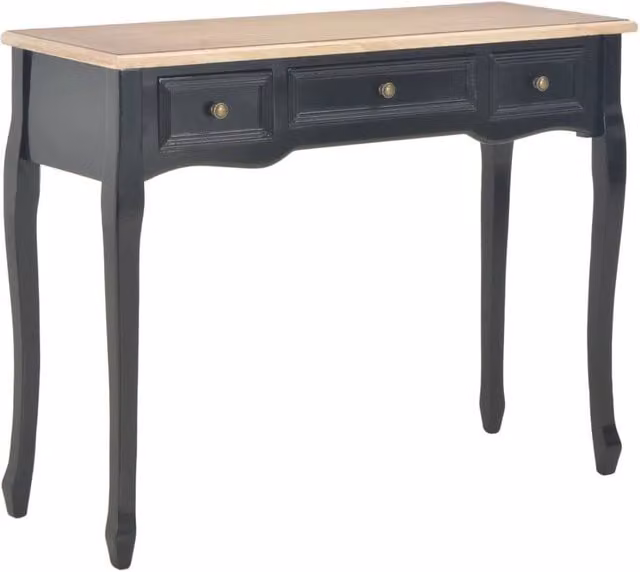 Berkfield Home Classic Lacquered Pine Dressing Console Table with 3 Drawers in Black