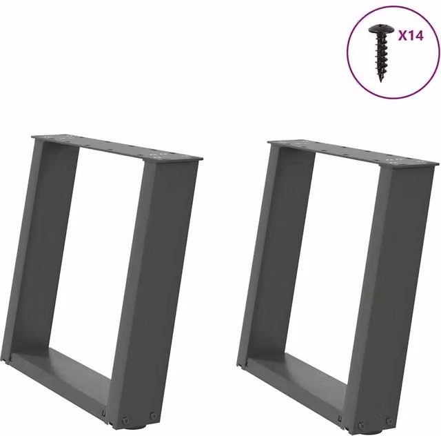 Berkfield Home U-Shaped Steel Coffee Table Legs, 2 Pieces, Anthracite Black, H: 42.5-43 cm x W: 50 cm – 1
