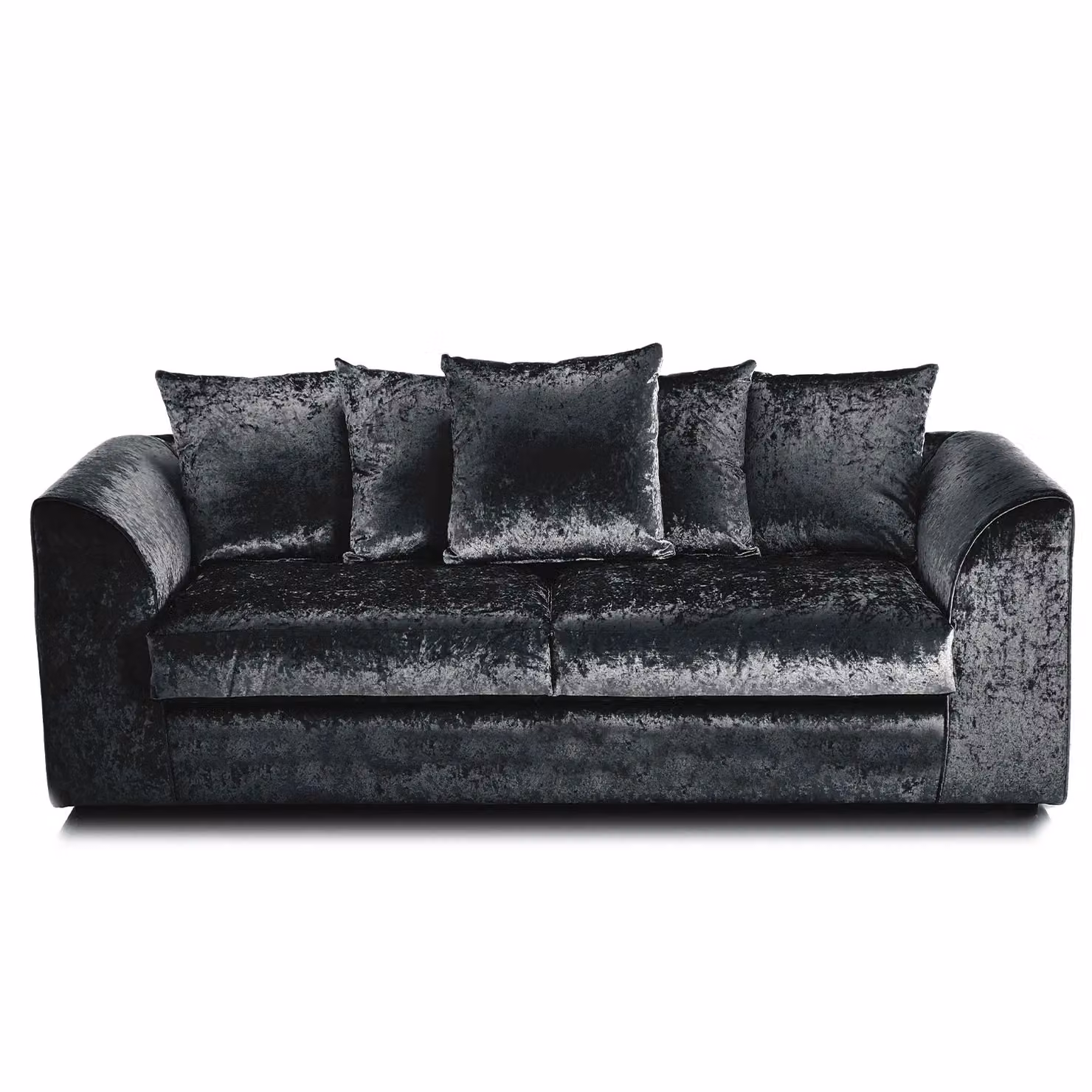 Furnishings For Less UK 3 Piece Crushed Velvet Sofa Suite in Black, including 3 Seater Sofa, 2 Seater Sofa and Armchair with Scatter Back Design – 2