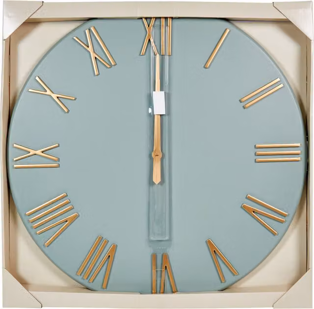 Sage Numeral Round Analog Wall Clock in Green and Gold, Diameter: 78 cm