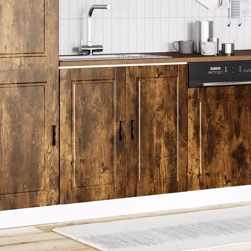 Berkfield Home Porto Smoked Oak Sink Base Cabinet, Brown, W/D/H: 80 x 46 x 81.5 cm – 3
