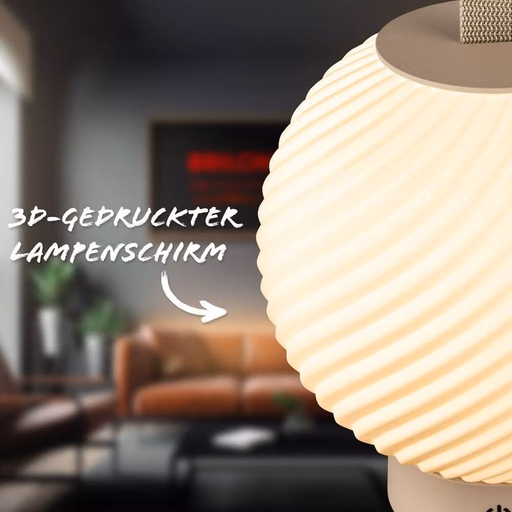 Briloner Rechargeable LED Table Lamp in Beige with Touch Control, Dimmable Warm White Light and IP44 Rating, H 25 cm x W 18 cm – 4
