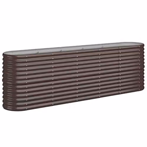 Bussandri Brown Powder Coated Steel Garden Planter Tub W: 224 cm, D: 40 cm, H: 68 cm