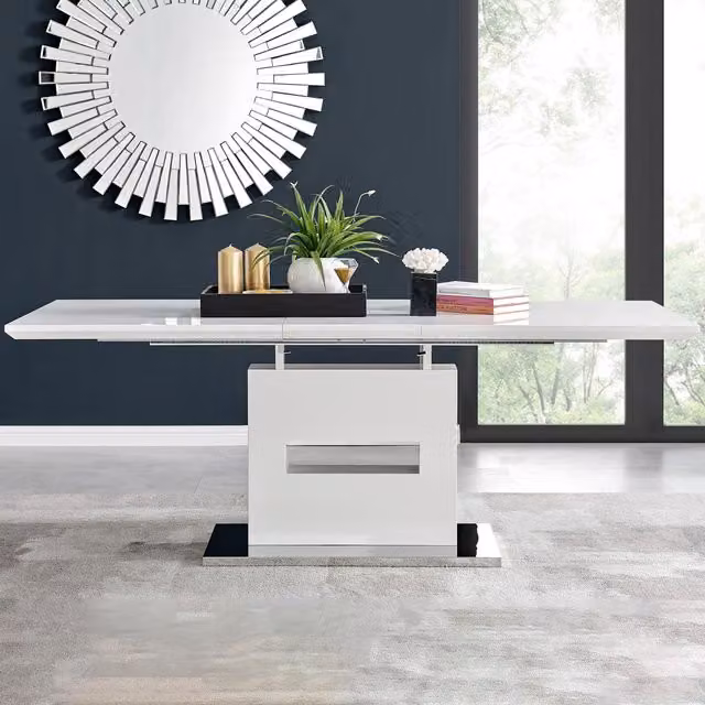 FurnitureboxUK Arezzo Modern White High Gloss Extending Rectangular Dining Table – 2