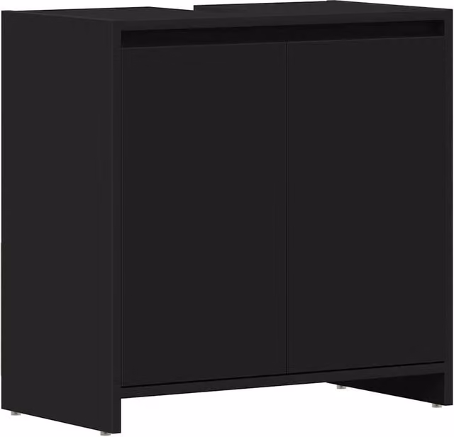Berkfield Home Black Modern Freestanding Bathroom Cabinet W: 60 cm, D: 33 cm, H: 61 cm – 1