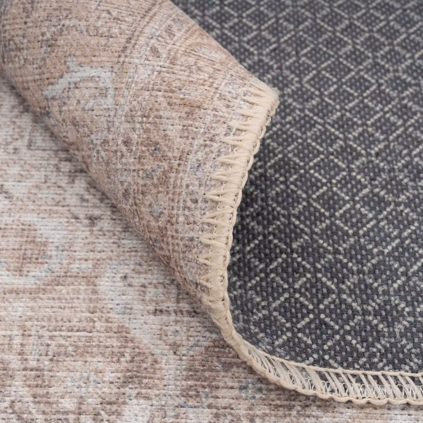 Kukoon Vintage Beige Washable Runner Rug, W: 80 cm, L: 300 cm – 2