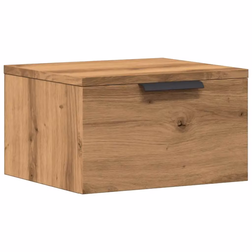 Berkfield Home Artisan Oak Wall-mounted Bedside Cabinet, Brown, W/D/H: 34 x 30 x 20 cm – 1