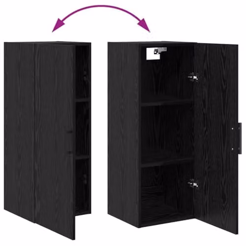 vidaXL Modern Black Oak Tall Unit with Hinged Doors and Internal Shelves, W/D/H: 34.5 x 34 x 180 cm – 4