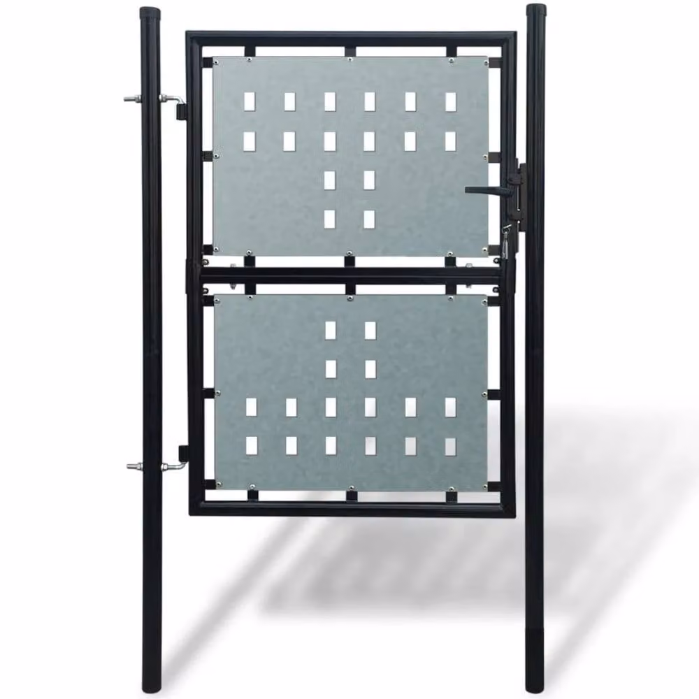 Berkfield Home Black Decorative Single Door Steel Swing Fence Gate W: 100 cm, H: 200 cm – 2