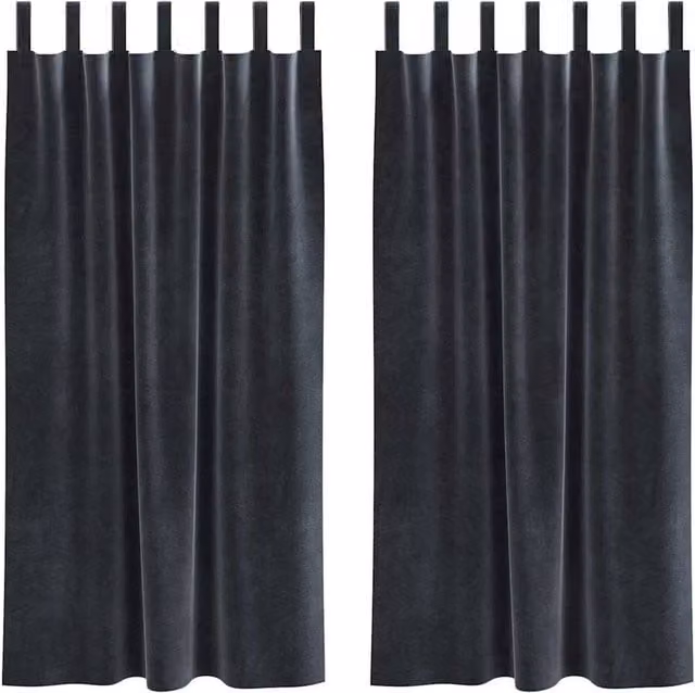Berkfield Home Dark Grey Velvet Blackout Curtains with Hanging Loops, 2 Pack