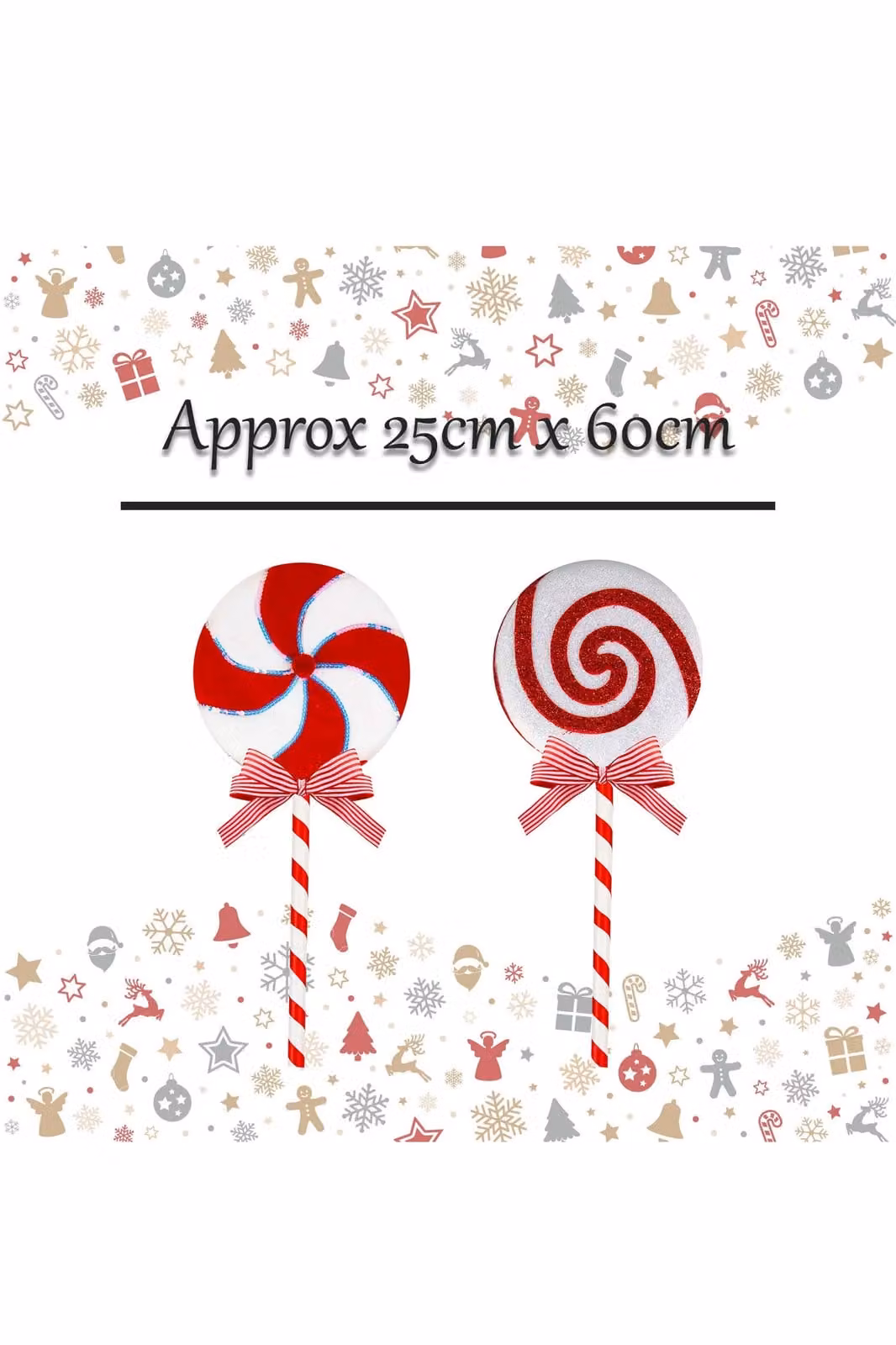 VFM e-Store Christmas Candy Cane Lollipop Decoration in Red and White, H 60 cm x W 25 cm – 1