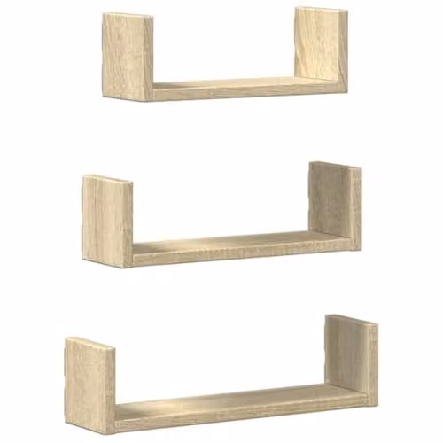 vidaXL Set of 3 Wall Mounted Shelves in Sonoma Oak Brown Engineered Wood