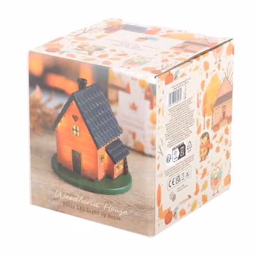Something Different Wholesale Rustic Woodland House LED Light Up Christmas Tabletop Decoration in Orange and Brown – 3