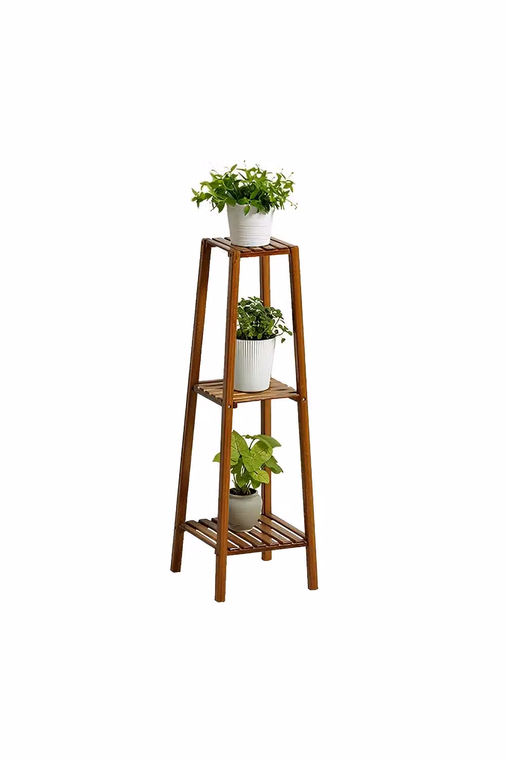 Living and Home Vintage Solid Wood Indoor Plant Stand and Display Shelf in Brown – 2