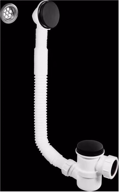 McAlpine 1.50 inch Top Access Bathtub Trap with Overflow in Matt Black and White