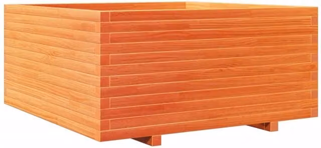 Berkfield Home Brown Wooden Garden Planter Tub W: 100 cm, D: 100 cm, H: 49.5 cm – 1