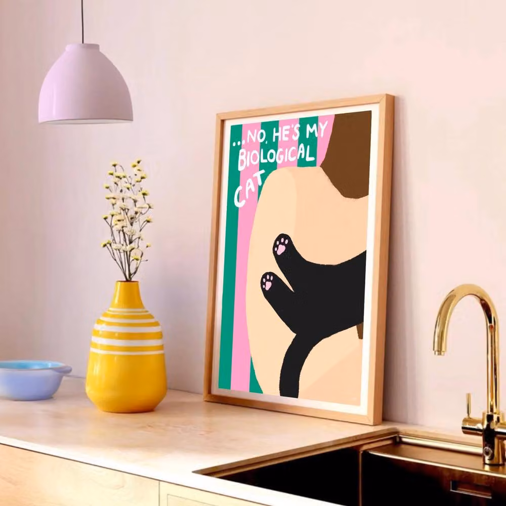 The Paper Tail Biological Cat Print Multicolour Paper Poster, W: 21.0 cm, H: 29.7 cm – 2