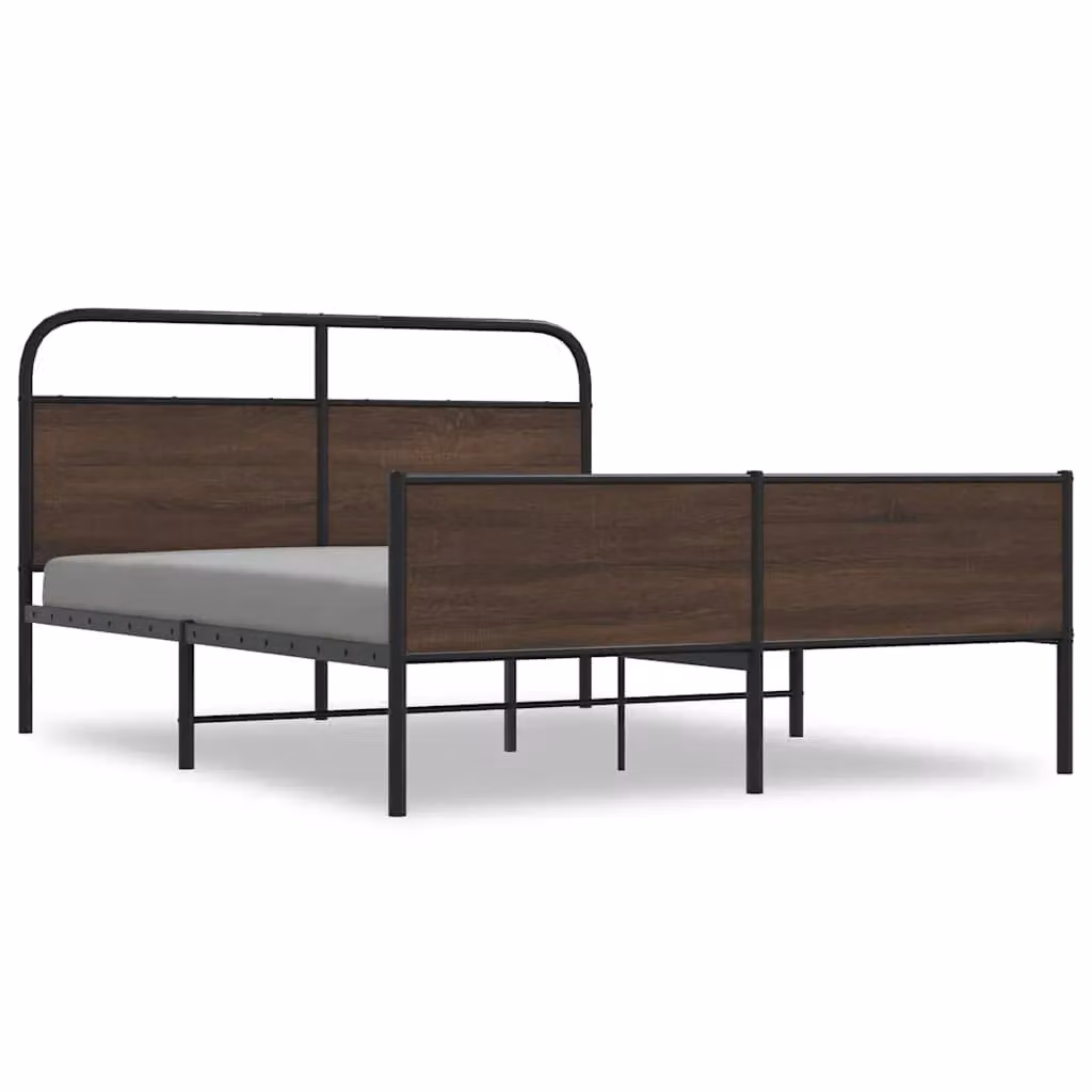 Berkfield Home Metal Bed Frame in Brown Oak, W: 160 cm, D: 200 cm – 2
