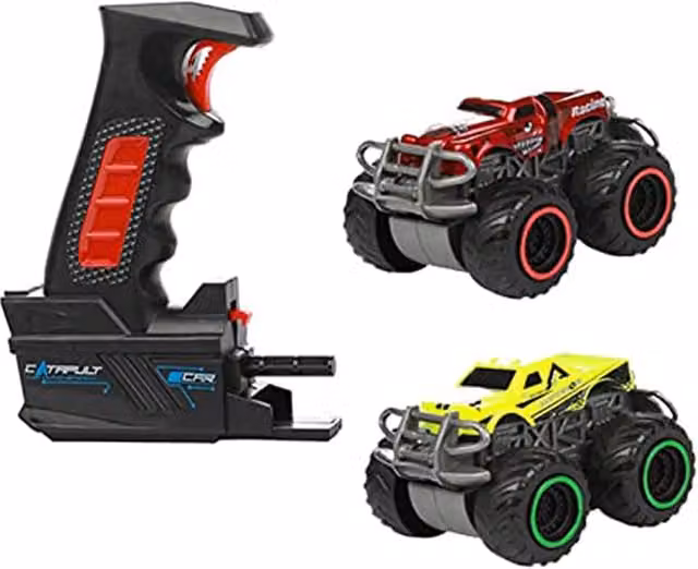 UMKYTOYS Toy Monster Trucks with Launcher for Kids in Multicolour and White