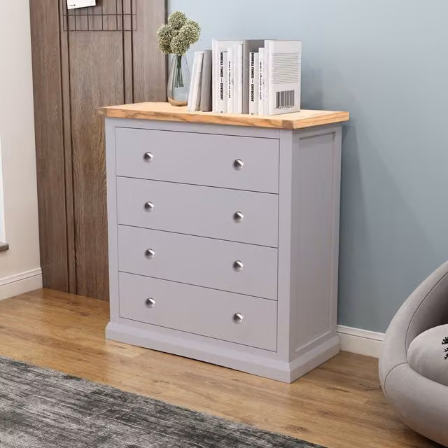 Cabinet Bits Rocca 4 Drawer Chest of Drawers in Grey with Chrome Knobs – 1