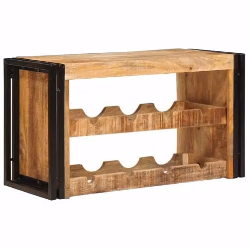 vidaXL Industrial Wine Rack in Brown, Made from Solid Mango Wood and Metal, W/D/H: 80 x 45 x 33 cm