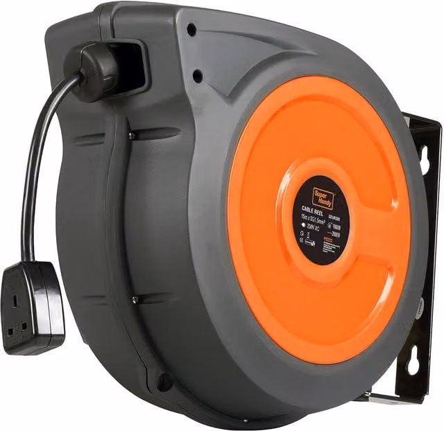 Superhandy Retractable Extension Cable Reel, 15m, 3G1.5mm2, Grey – 4